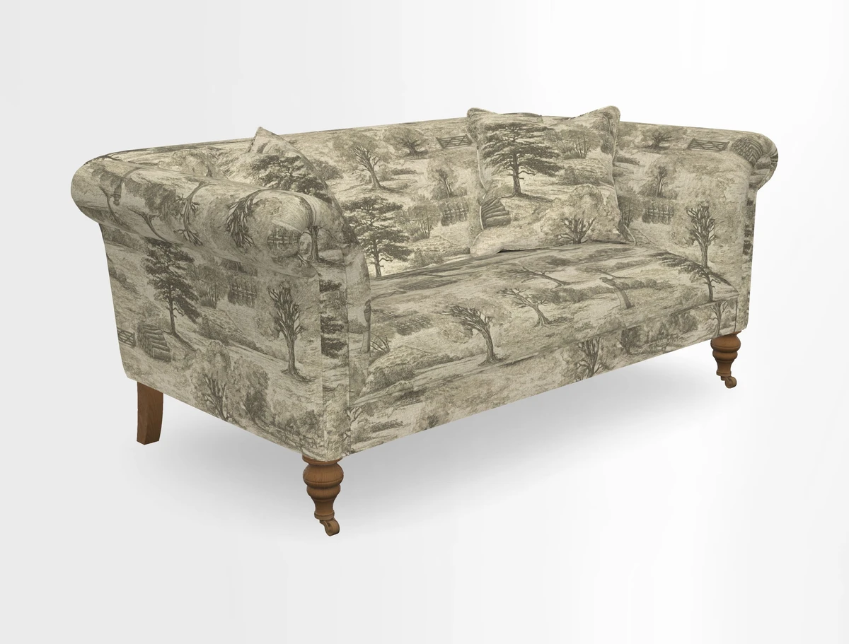 Masham 3 Seater Sofa in V&A Threads of India on Linen Paisley Splendour Steel