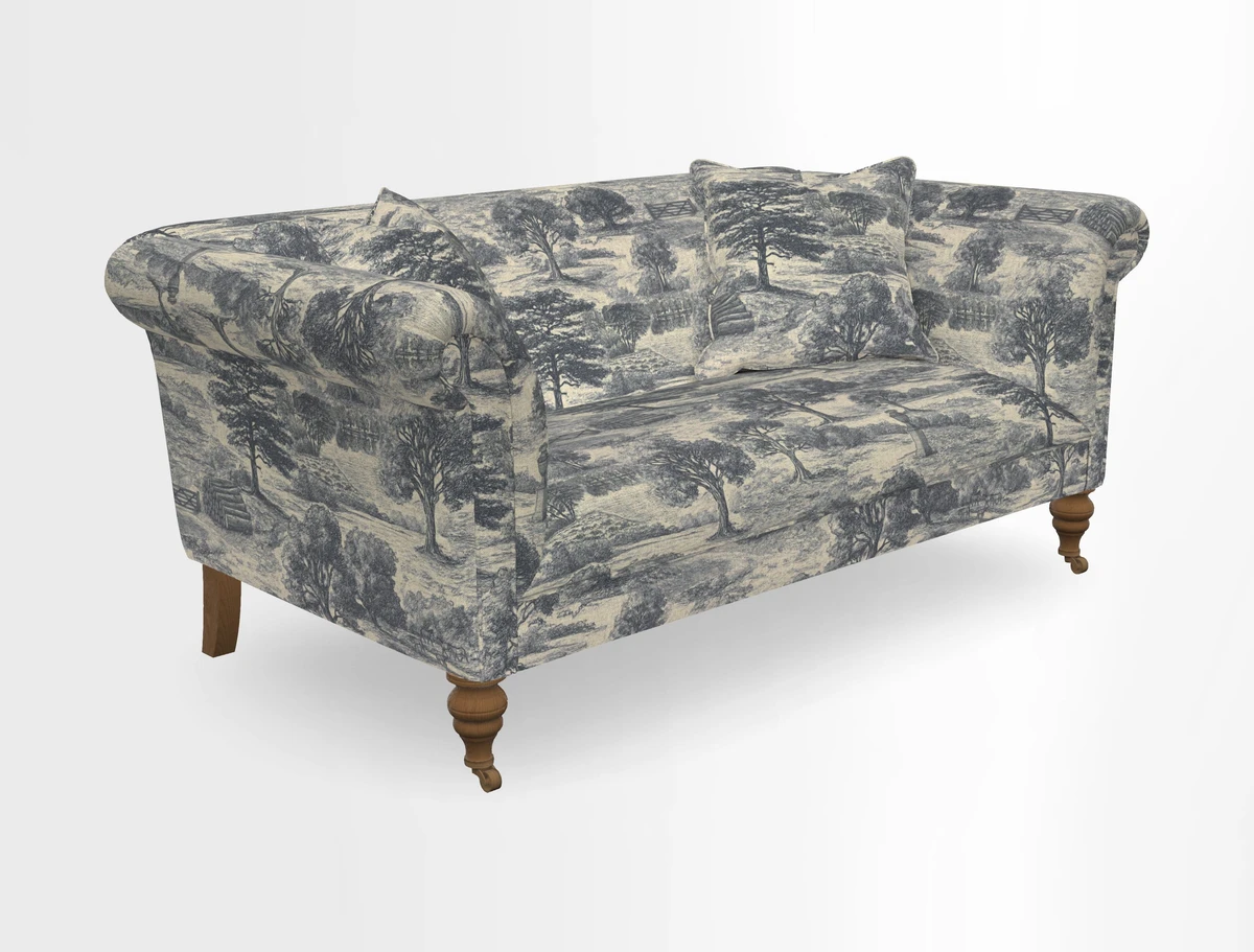 Masham 3 Seater Sofa in V&A Threads of India on Linen Paisley Splendour Steel