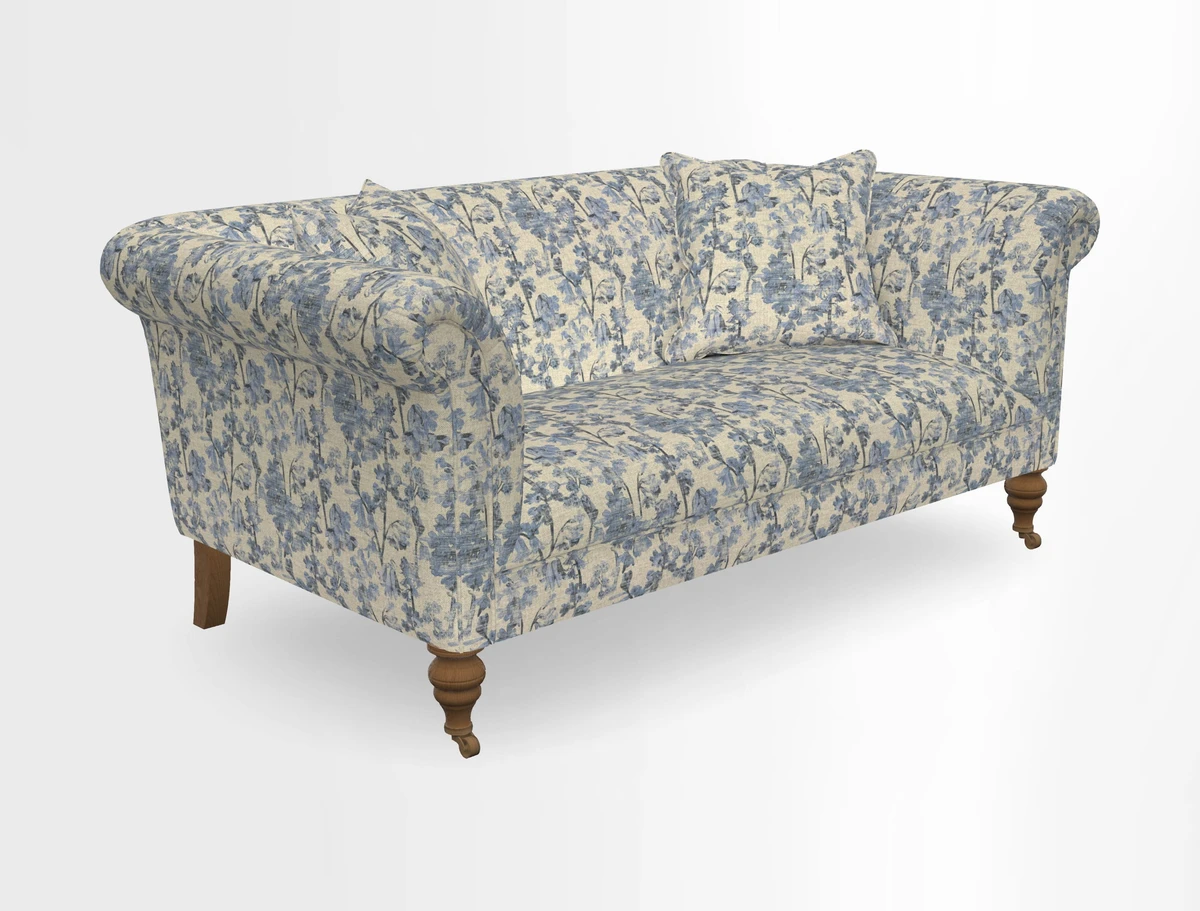 Masham 3 Seater Sofa in V&A Threads of India on Linen Paisley Splendour Steel