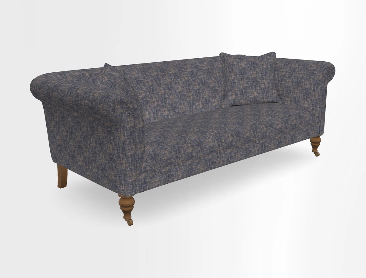 Masham 3 Seater Sofa in V&A Threads of India on Linen Paisley Splendour Steel