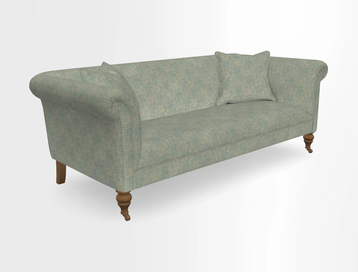 Masham 3 Seater Sofa in V&A Threads of India on Linen Paisley Splendour Steel