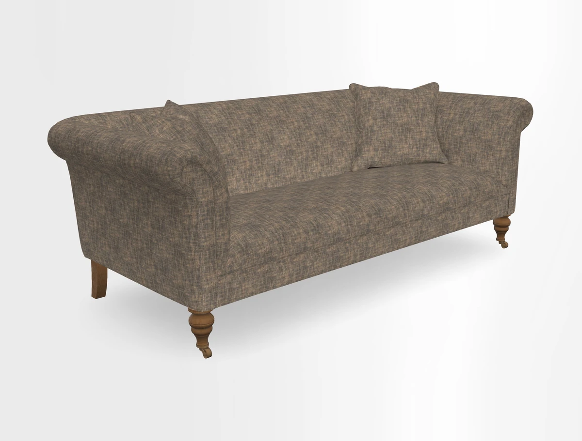 Masham 3 Seater Sofa in V&A Threads of India on Linen Paisley Splendour Steel