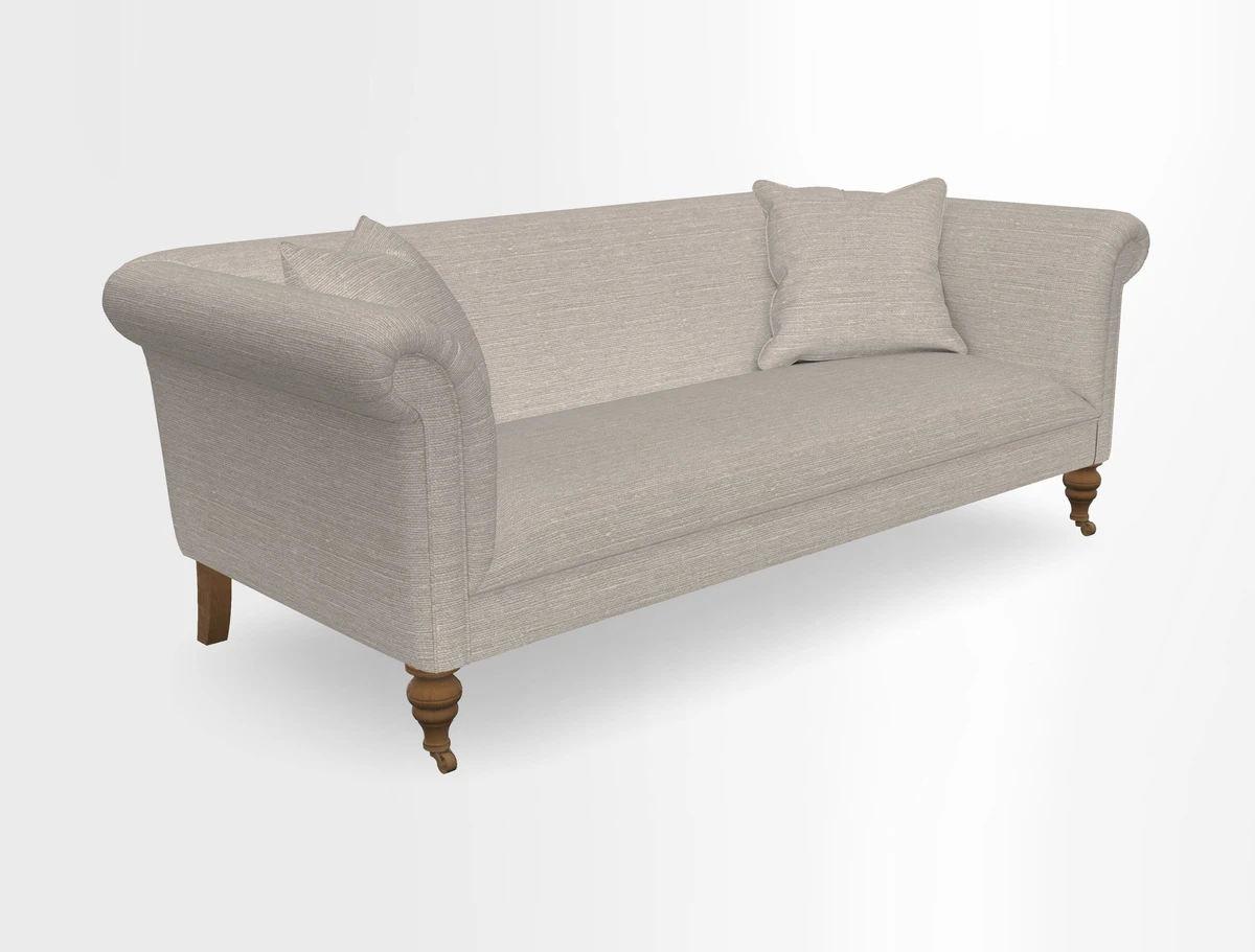 Masham 3 Seater Sofa in V&A Threads of India on Linen Paisley Splendour Steel