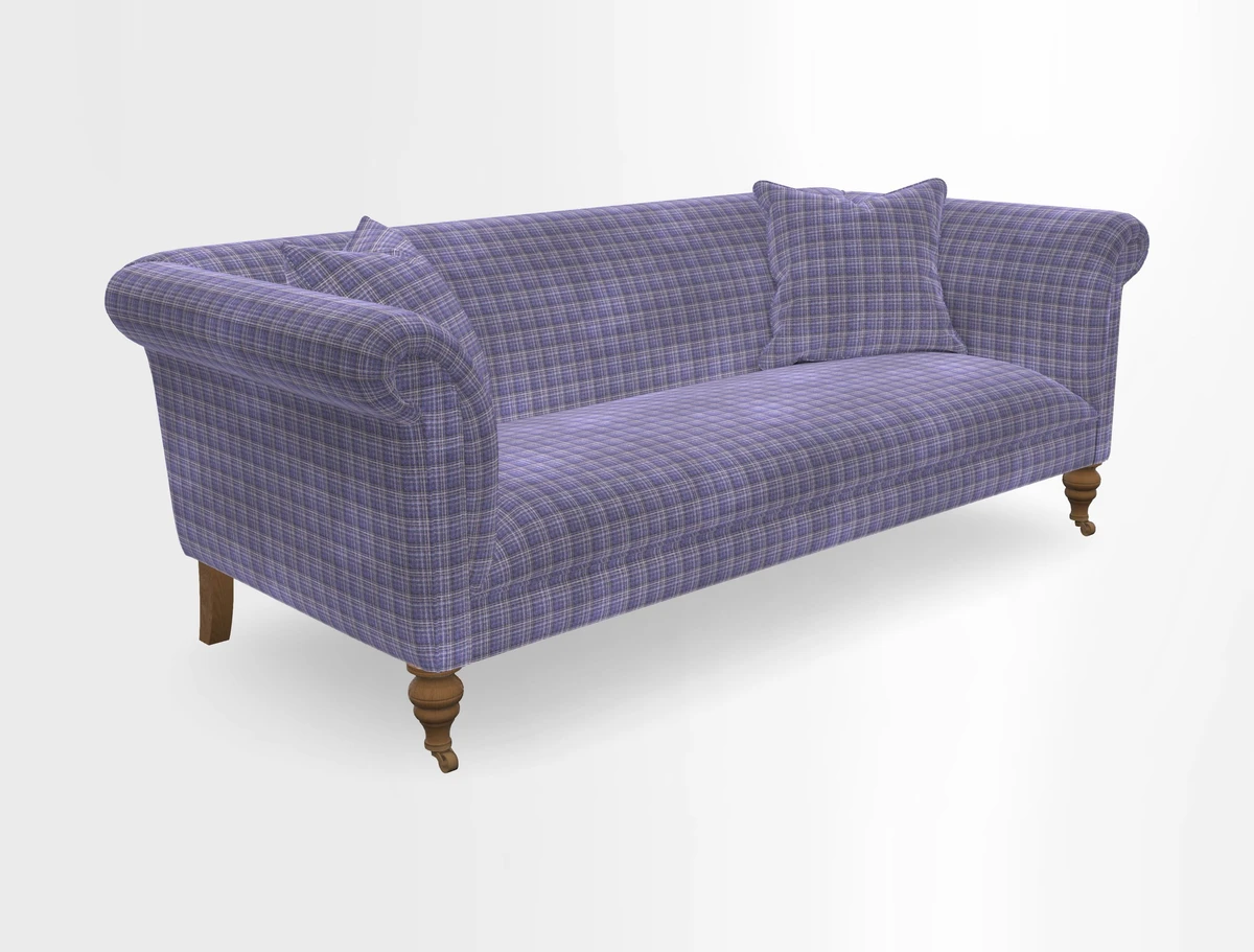 Masham 3 Seater Sofa in V&A Threads of India on Linen Paisley Splendour Steel