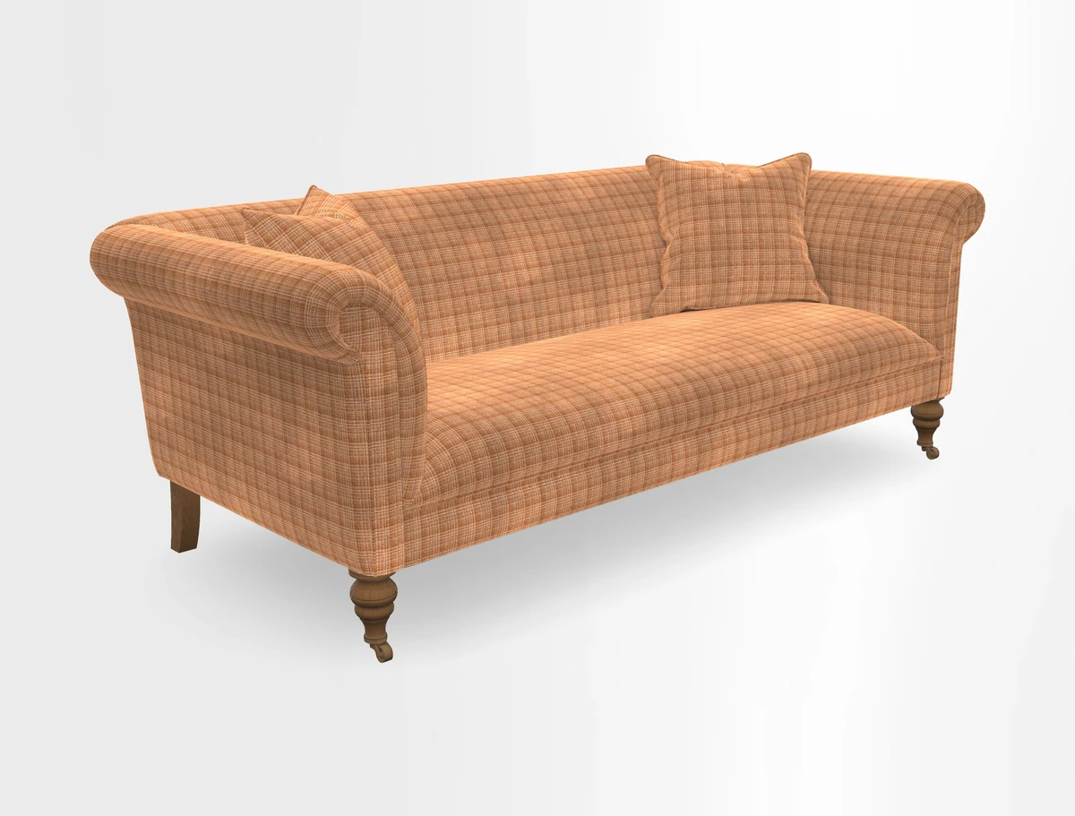 Masham 3 Seater Sofa in V&A Threads of India on Linen Paisley Splendour Steel