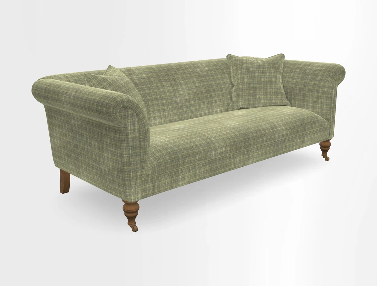 Masham 3 Seater Sofa in V&A Threads of India on Linen Paisley Splendour Steel