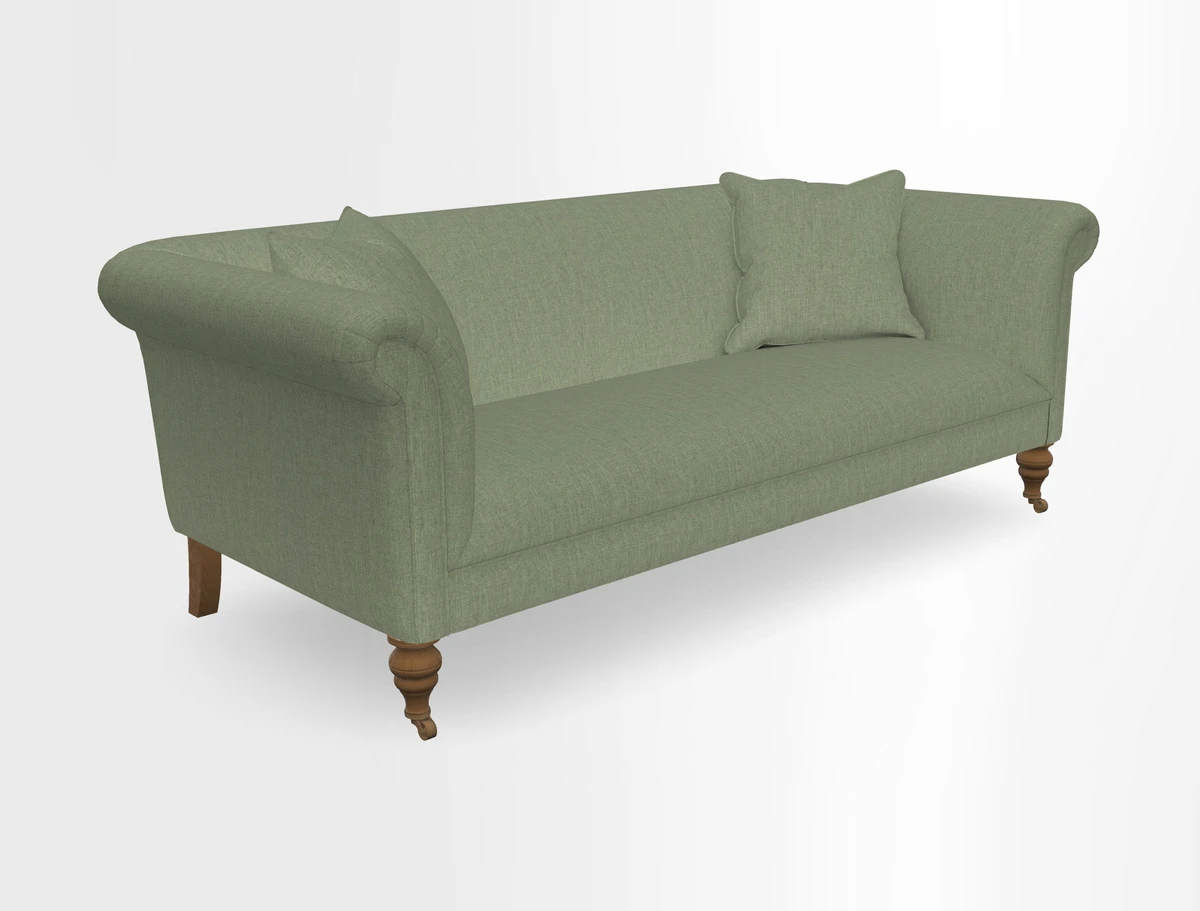 Masham 3 Seater Sofa in V&A Threads of India on Linen Paisley Splendour Steel