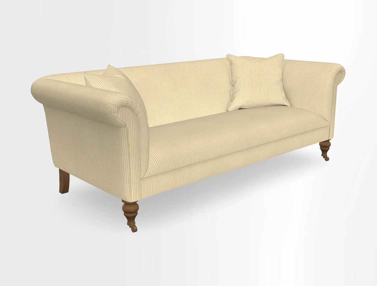 Masham 3 Seater Sofa in V&A Threads of India on Linen Paisley Splendour Steel