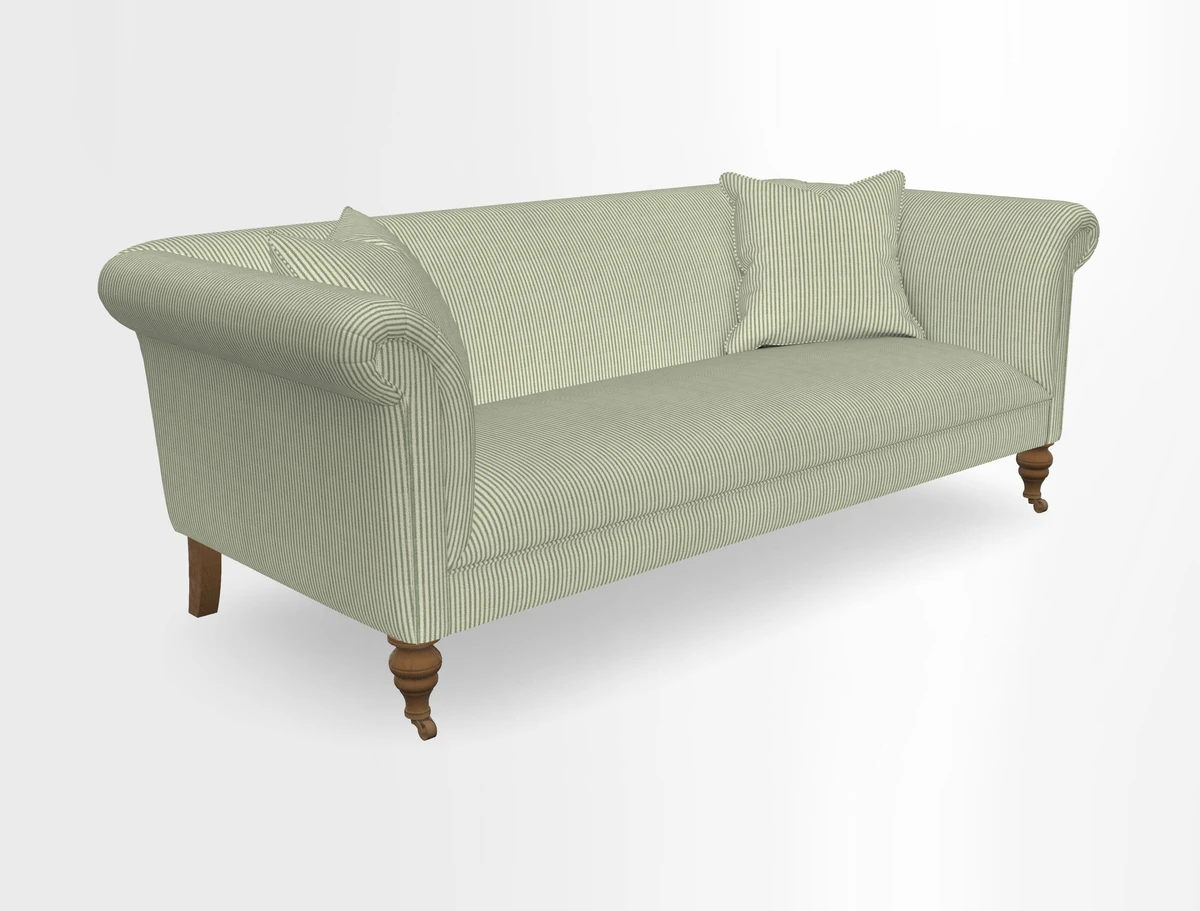 Masham 3 Seater Sofa in V&A Threads of India on Linen Paisley Splendour Steel