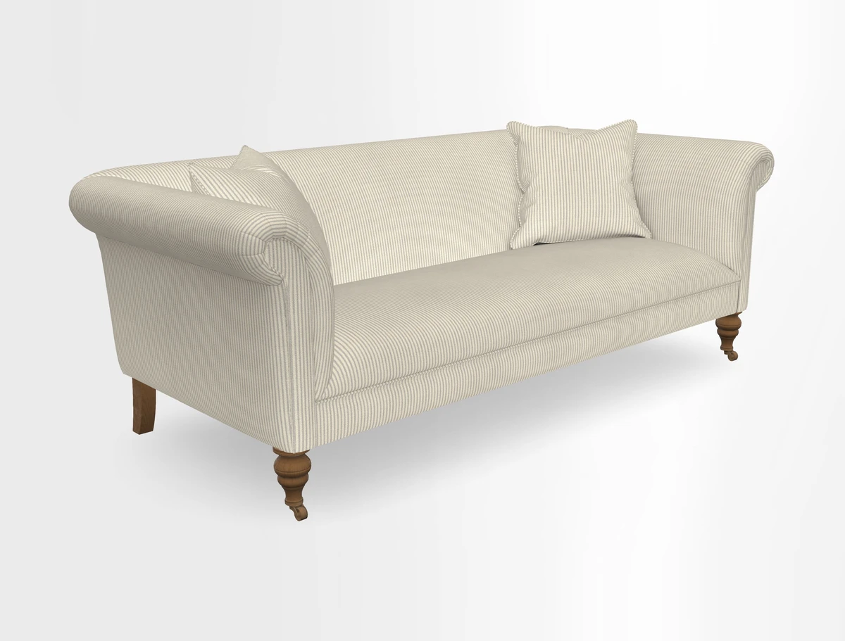 Masham 3 Seater Sofa in V&A Threads of India on Linen Paisley Splendour Steel