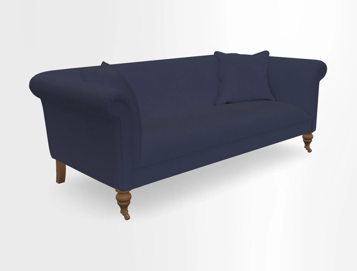 Masham 3 Seater Sofa in V&A Threads of India on Linen Paisley Splendour Steel