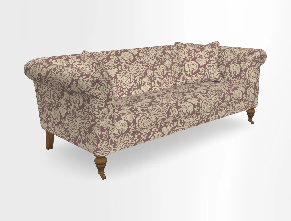 Masham 3 Seater Sofa in V&A Threads of India on Linen Paisley Splendour Steel
