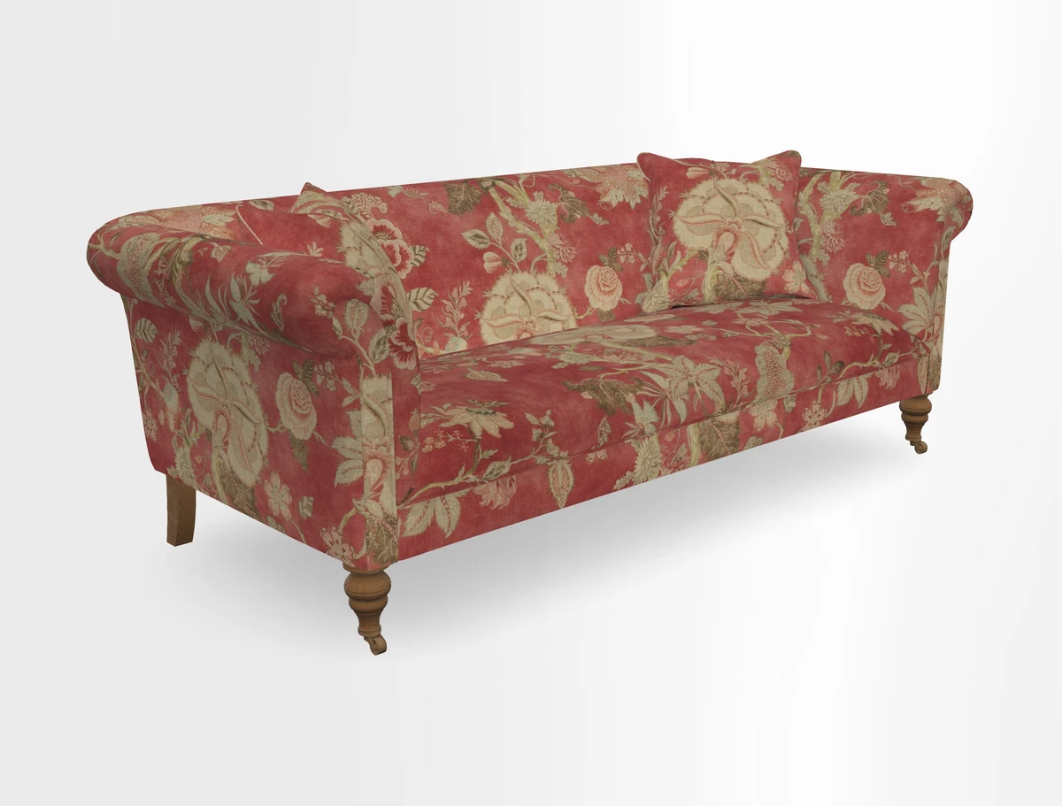 Masham 3 Seater Sofa in V&A Threads of India on Linen Paisley Splendour Steel