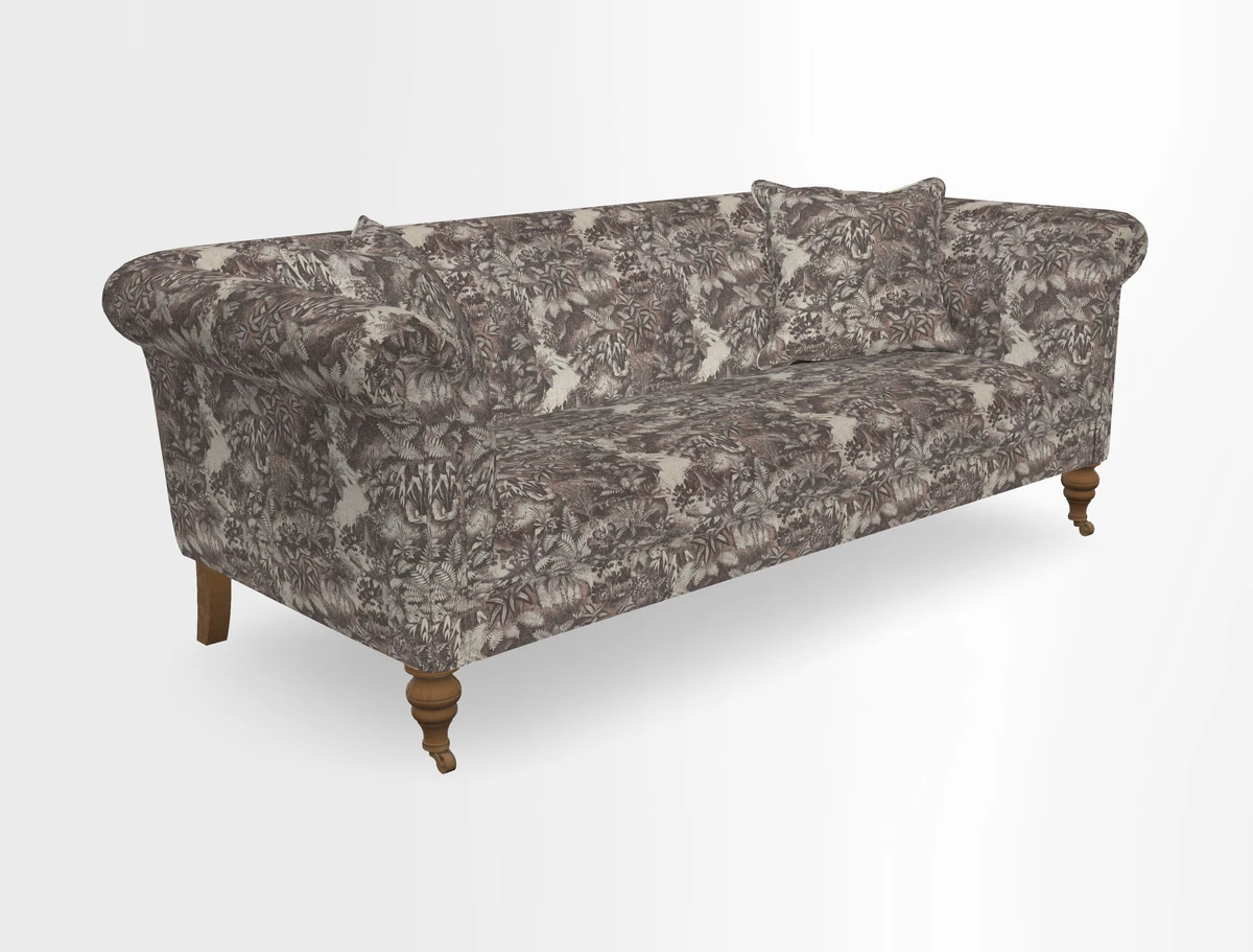 Masham 3 Seater Sofa in V&A Threads of India on Linen Paisley Splendour Steel
