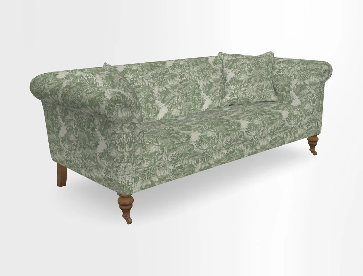 Masham 3 Seater Sofa in V&A Threads of India on Linen Paisley Splendour Steel