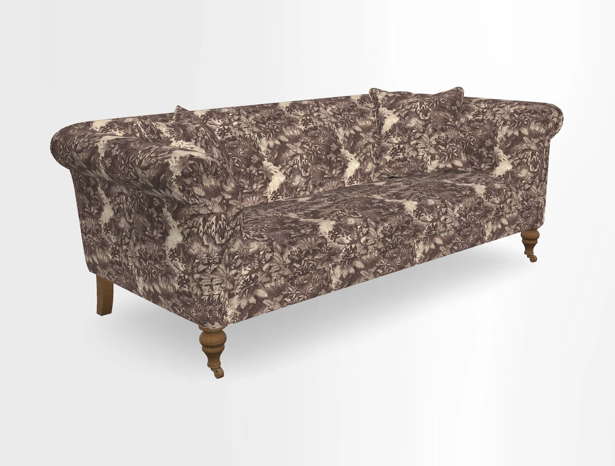 Masham 3 Seater Sofa in V&A Threads of India on Linen Paisley Splendour Steel