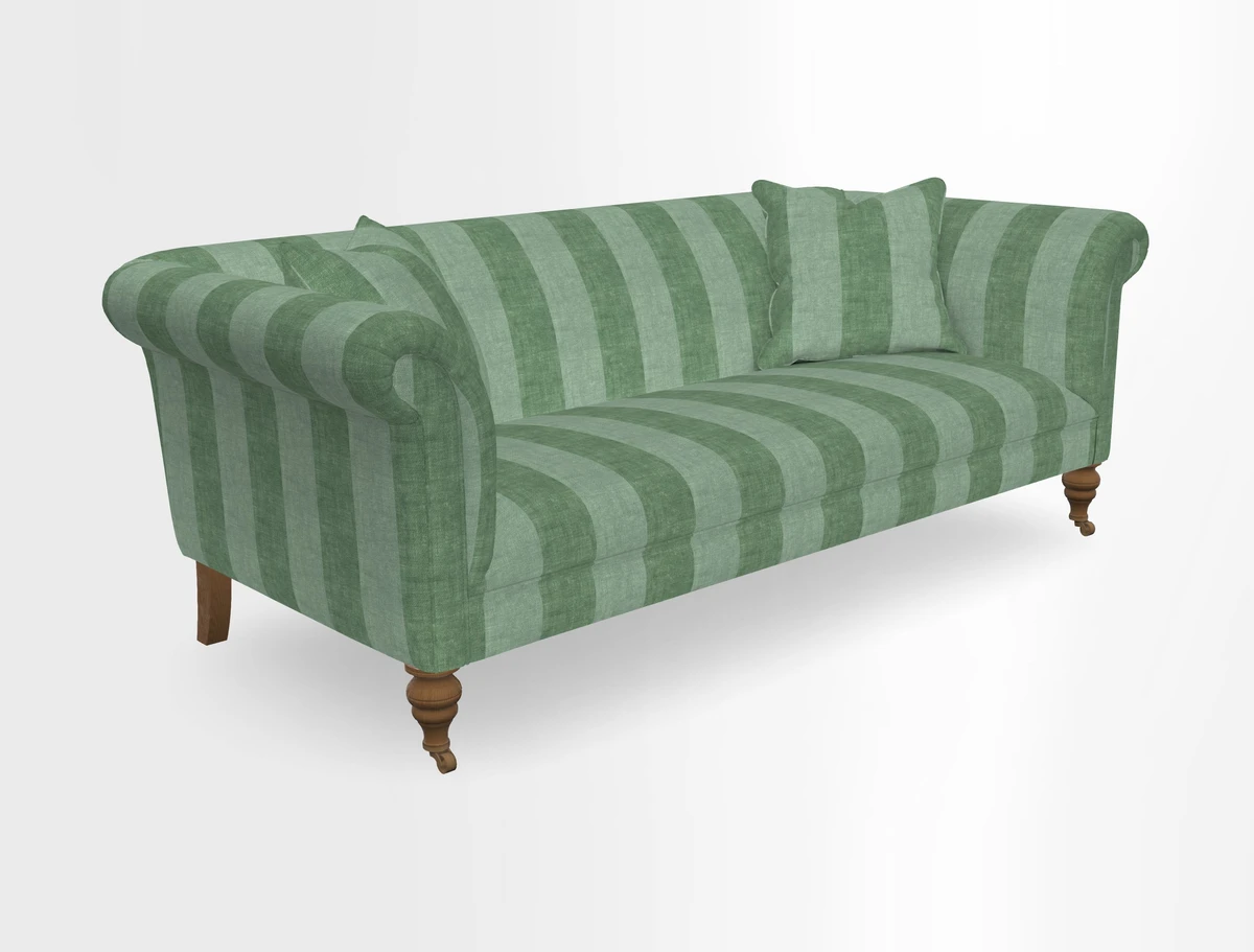 Masham 3 Seater Sofa in V&A Threads of India on Linen Paisley Splendour Steel