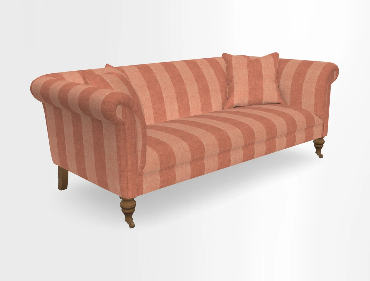 Masham 3 Seater Sofa in V&A Threads of India on Linen Paisley Splendour Steel