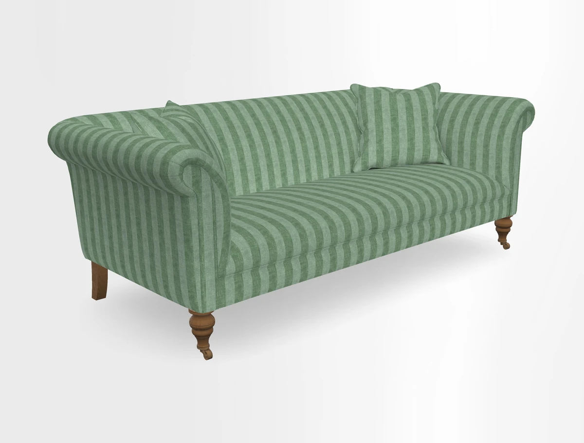 Masham 3 Seater Sofa in V&A Threads of India on Linen Paisley Splendour Steel