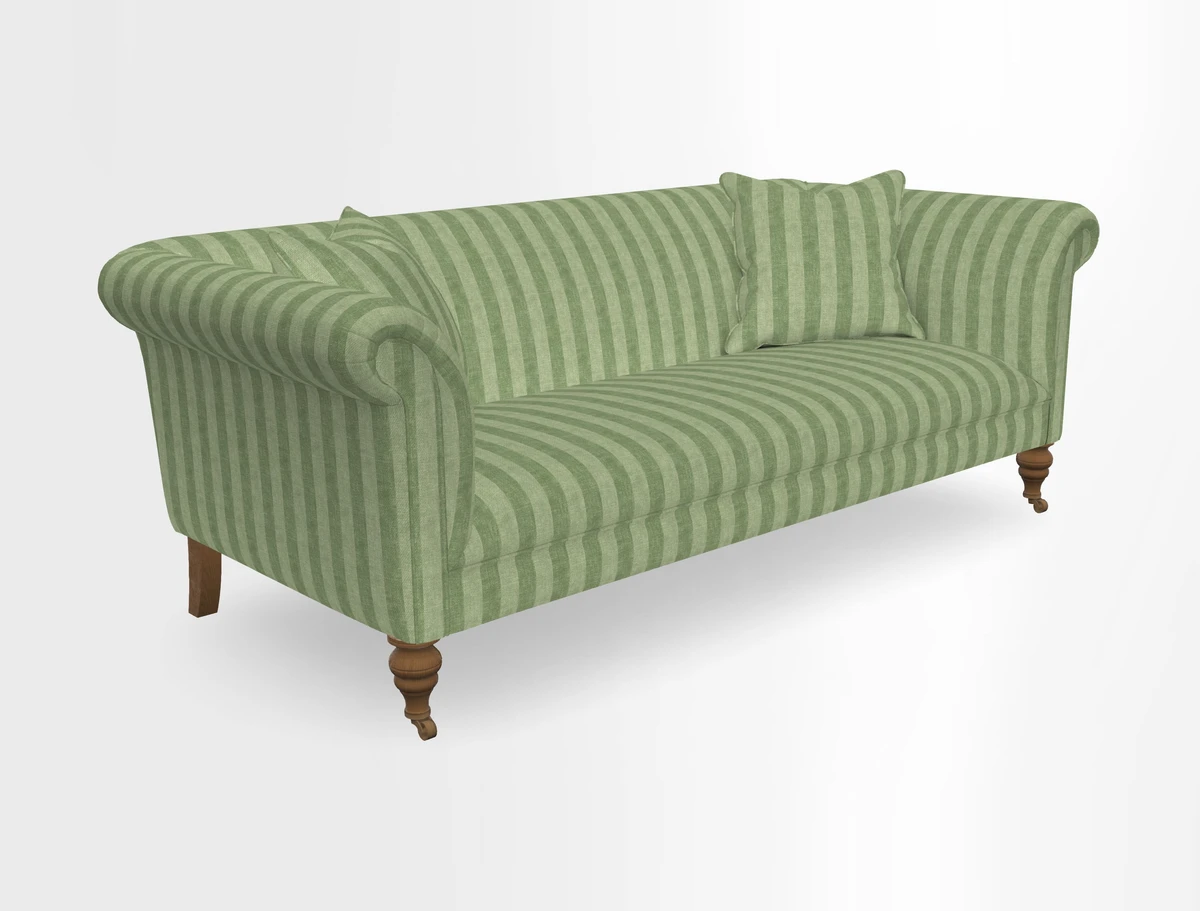 Masham 3 Seater Sofa in V&A Threads of India on Linen Paisley Splendour Steel