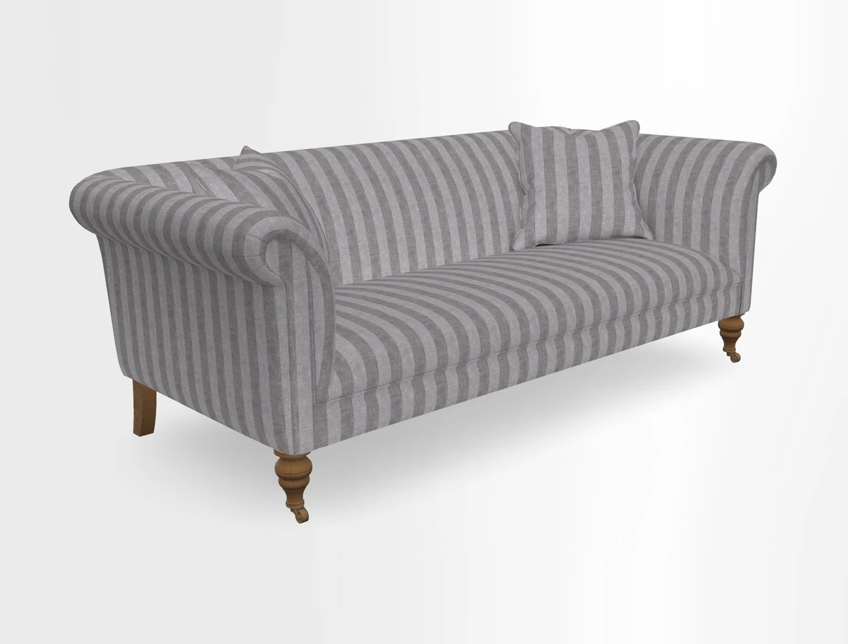 Masham 3 Seater Sofa in V&A Threads of India on Linen Paisley Splendour Steel