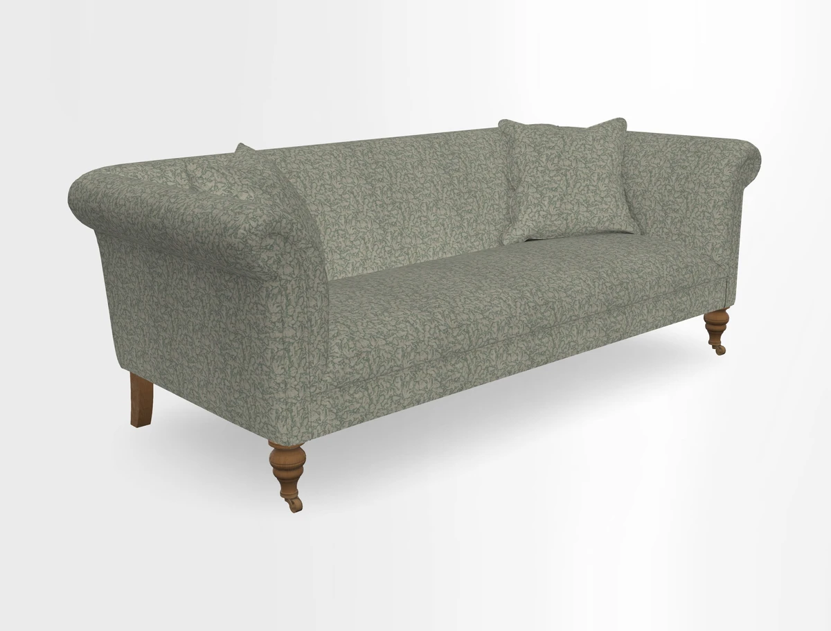 Masham 3 Seater Sofa in V&A Threads of India on Linen Paisley Splendour Steel