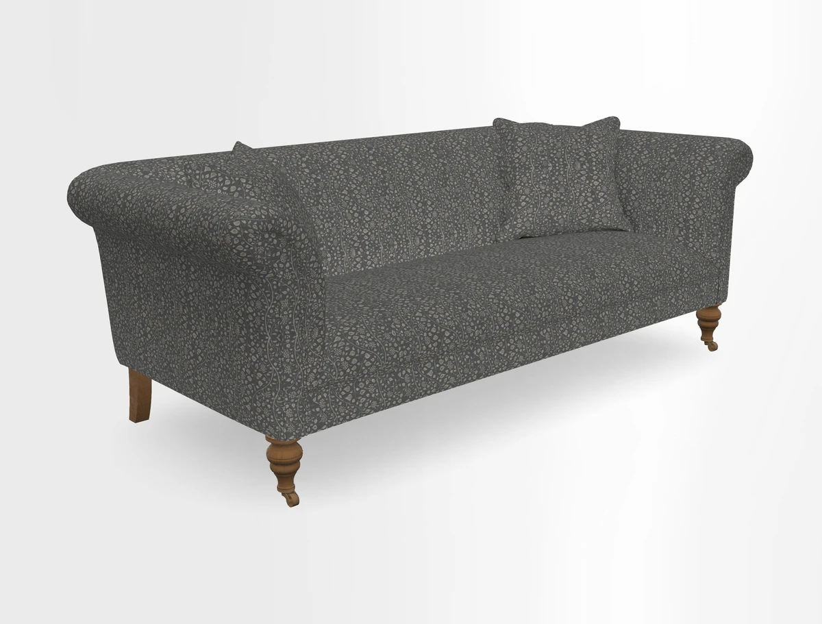 Masham 3 Seater Sofa in V&A Threads of India on Linen Paisley Splendour Steel
