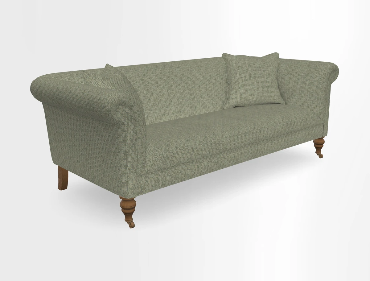 Masham 3 Seater Sofa in V&A Threads of India on Linen Paisley Splendour Steel