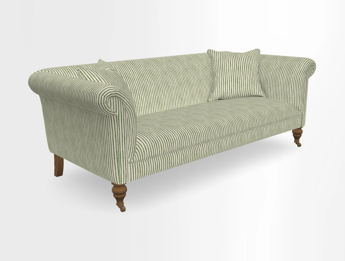 Masham 3 Seater Sofa in V&A Threads of India on Linen Paisley Splendour Steel