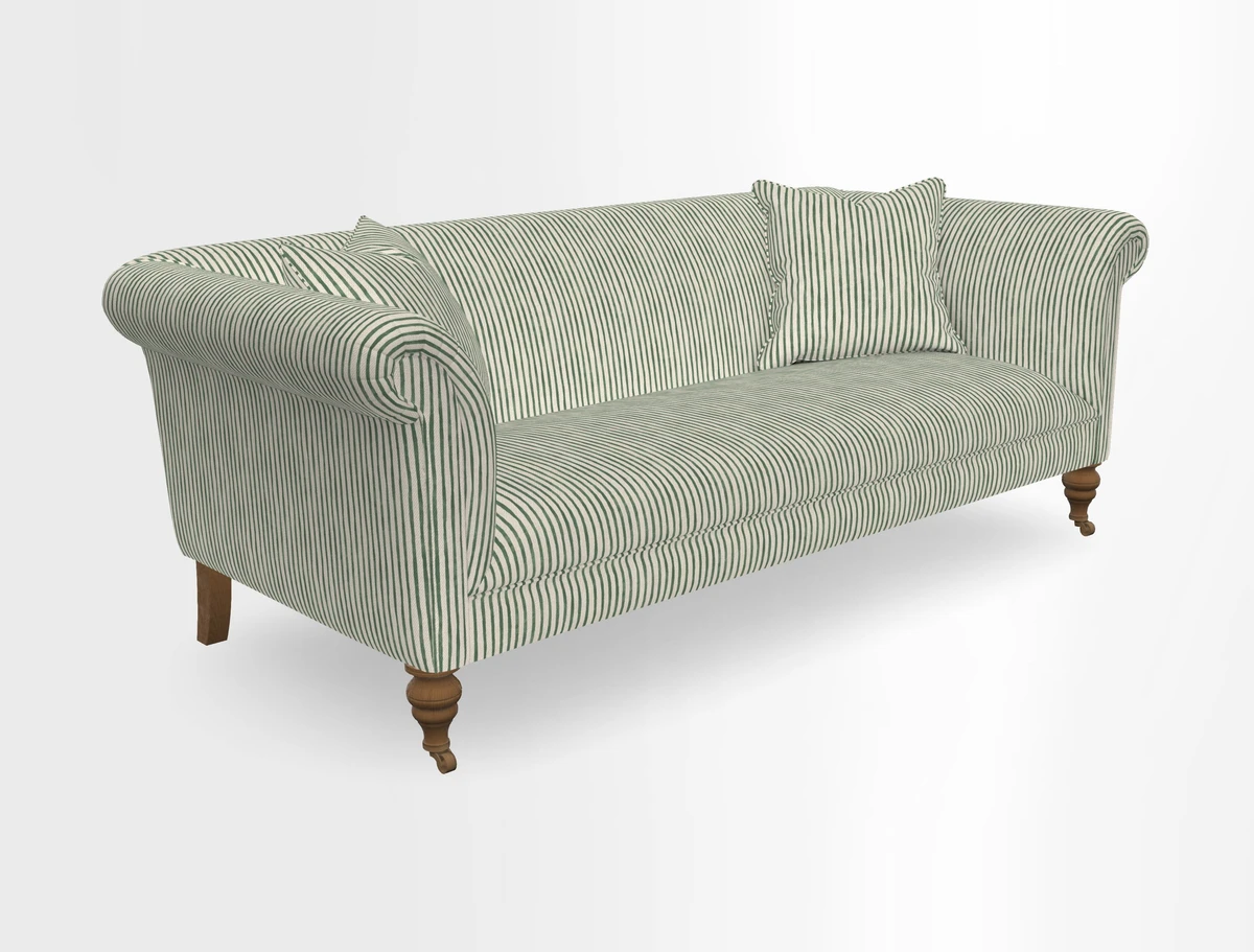 Masham 3 Seater Sofa in V&A Threads of India on Linen Paisley Splendour Steel