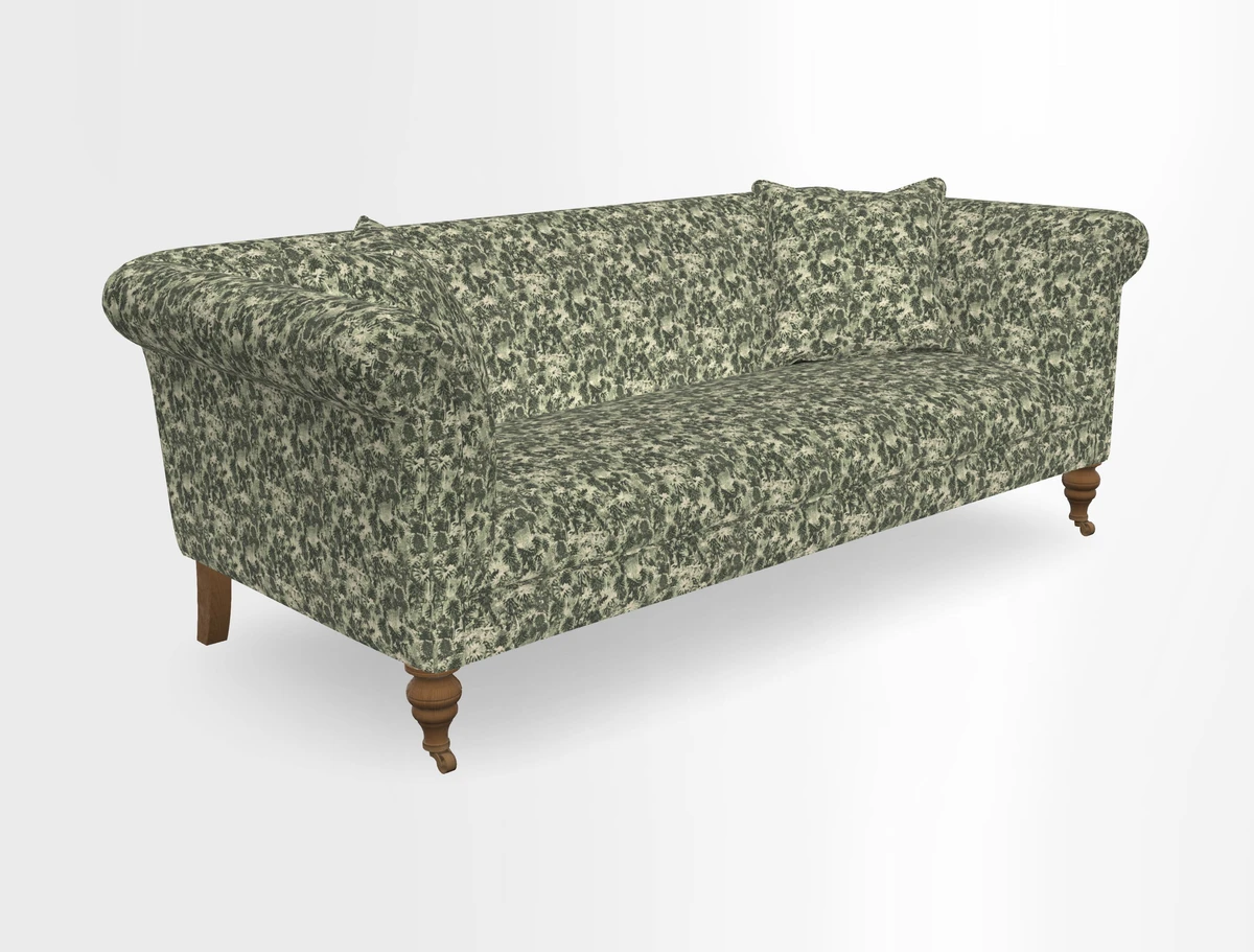 Masham 3 Seater Sofa in V&A Threads of India on Linen Paisley Splendour Steel