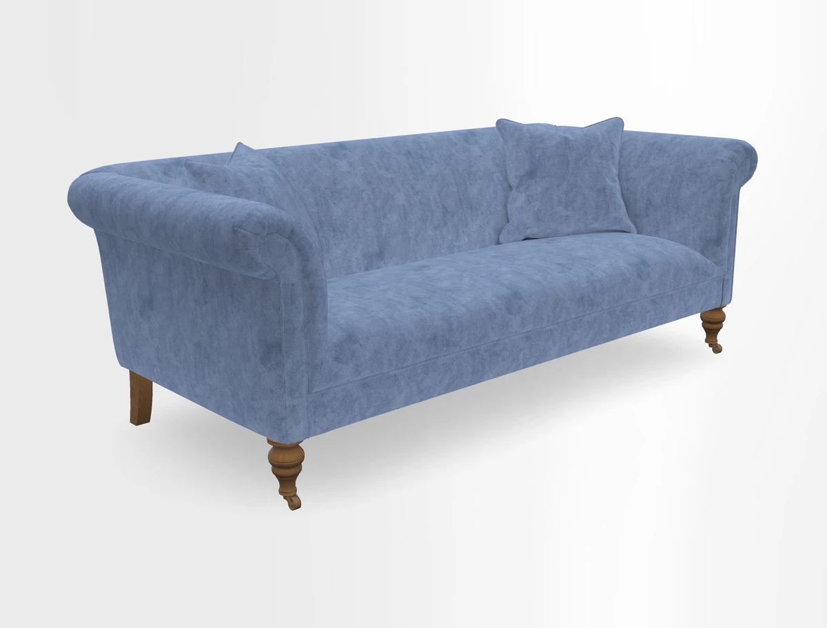 Masham 3 Seater Sofa in V&A Threads of India on Linen Paisley Splendour Steel