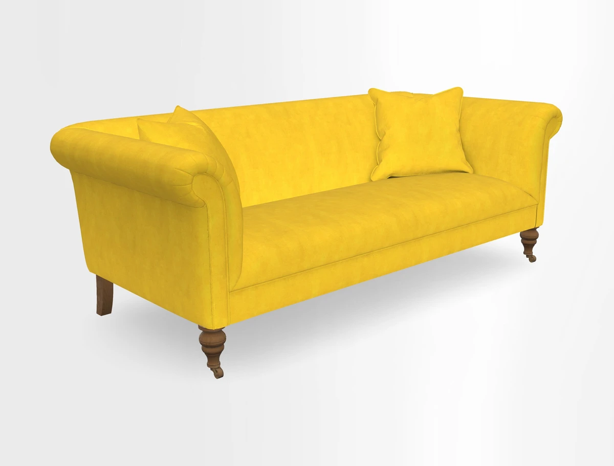 Masham 3 Seater Sofa in V&A Threads of India on Linen Paisley Splendour Steel