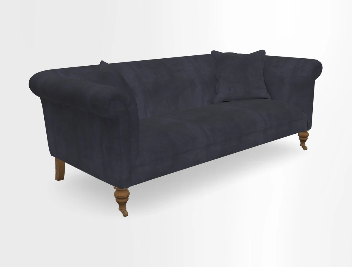 Masham 3 Seater Sofa in V&A Threads of India on Linen Paisley Splendour Steel