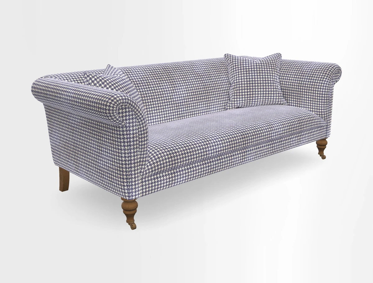 Masham 3 Seater Sofa in V&A Threads of India on Linen Paisley Splendour Steel
