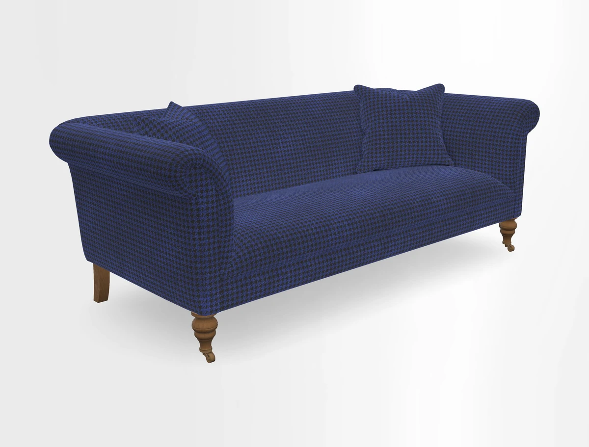 Masham 3 Seater Sofa in V&A Threads of India on Linen Paisley Splendour Steel