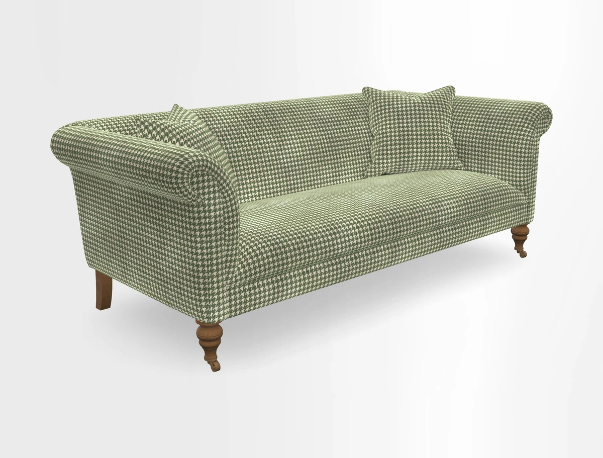 Masham 3 Seater Sofa in V&A Threads of India on Linen Paisley Splendour Steel