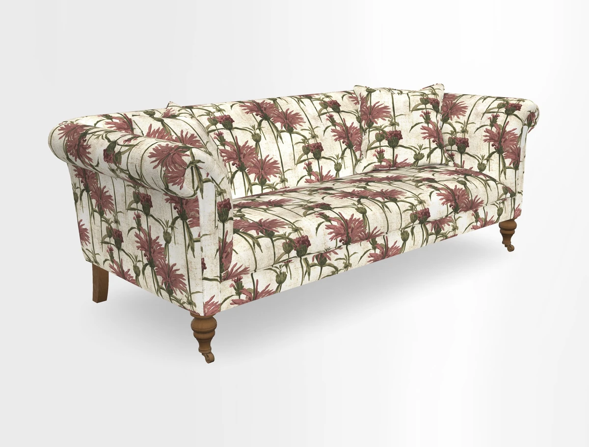 Masham 3 Seater Sofa in V&A Threads of India on Linen Paisley Splendour Steel