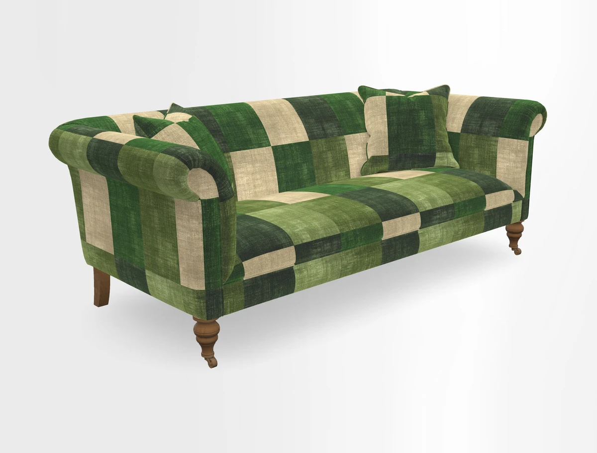 Masham 3 Seater Sofa in V&A Threads of India on Linen Paisley Splendour Steel