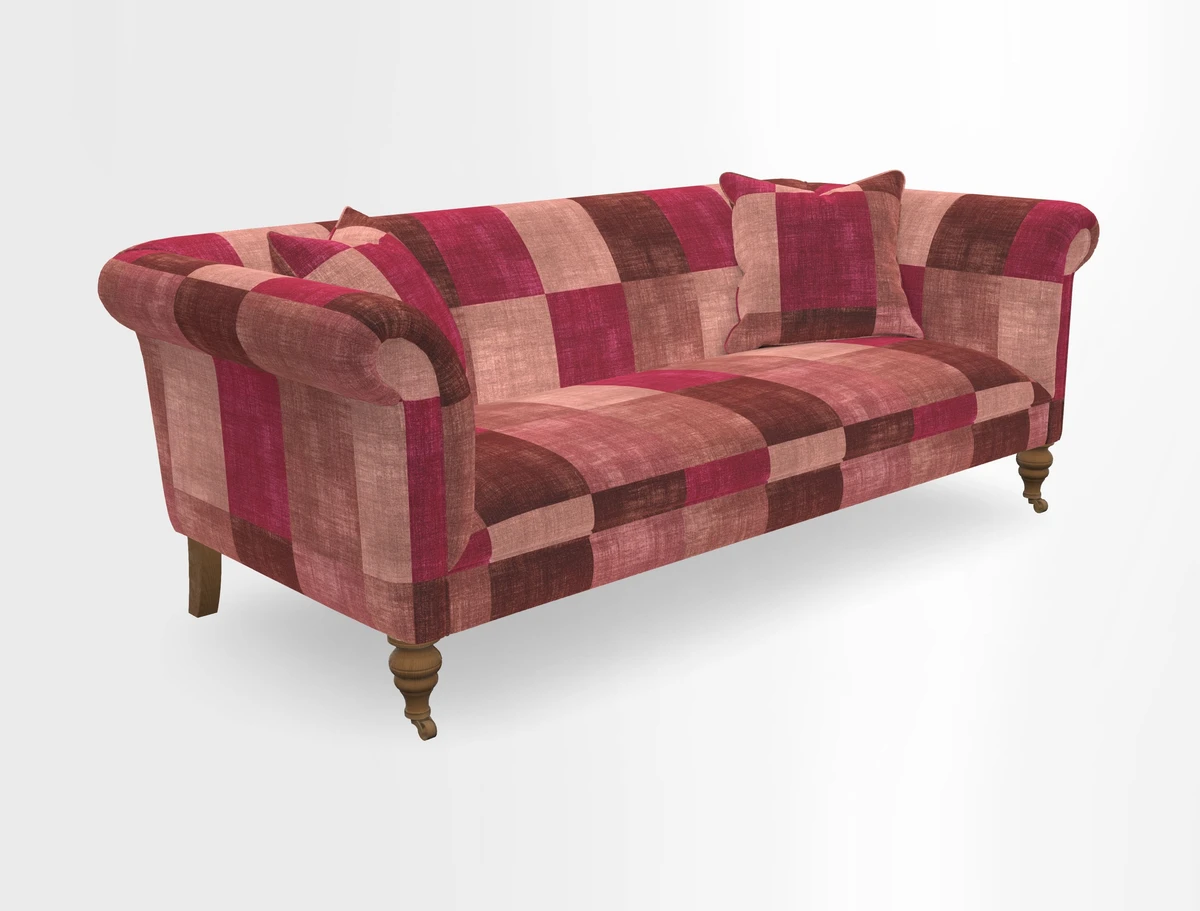 Masham 3 Seater Sofa in V&A Threads of India on Linen Paisley Splendour Steel