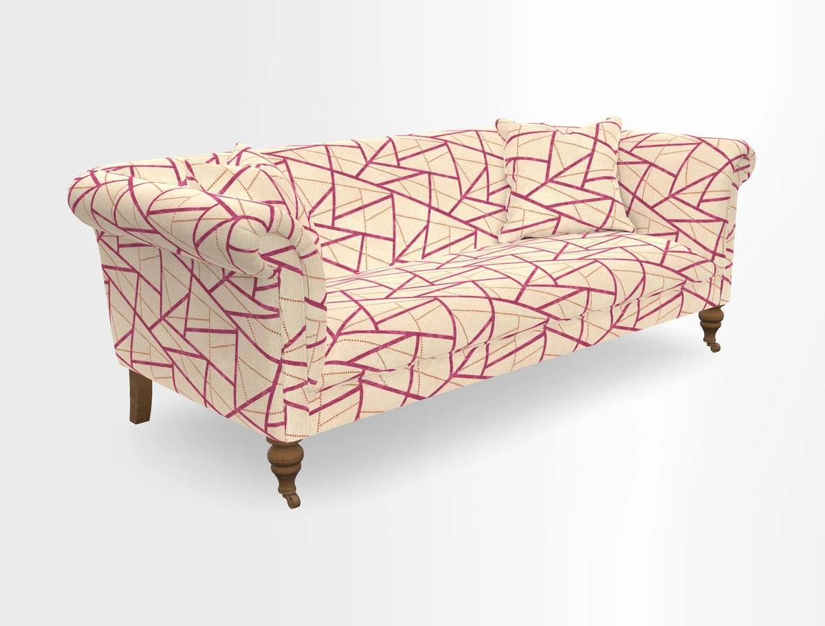 Masham 3 Seater Sofa in V&A Threads of India on Linen Paisley Splendour Steel