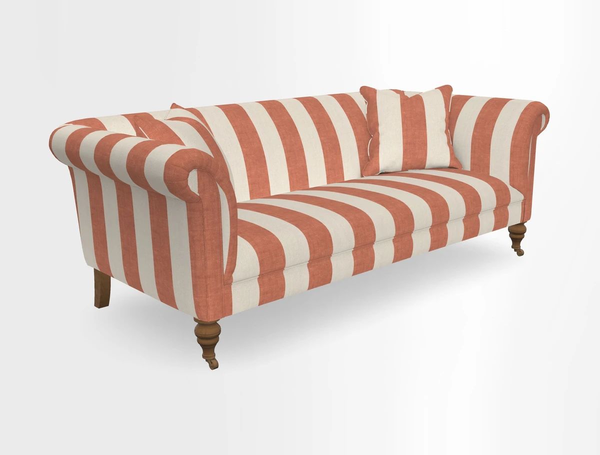 Masham 3 Seater Sofa in V&A Threads of India on Linen Paisley Splendour Steel