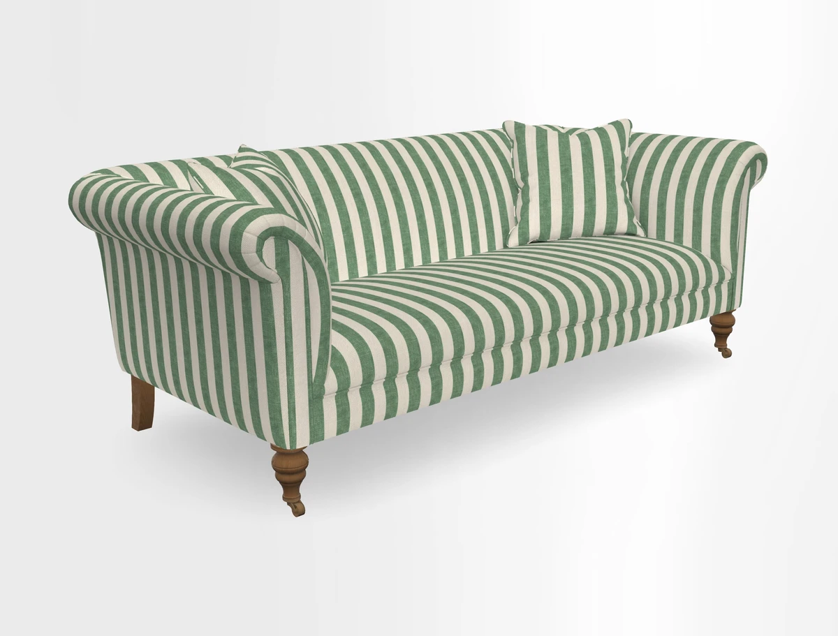 Masham 3 Seater Sofa in V&A Threads of India on Linen Paisley Splendour Steel