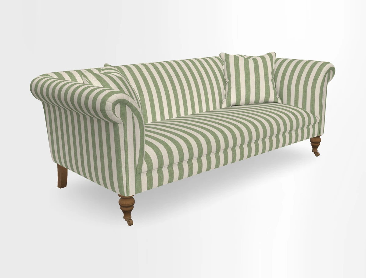 Masham 3 Seater Sofa in V&A Threads of India on Linen Paisley Splendour Steel
