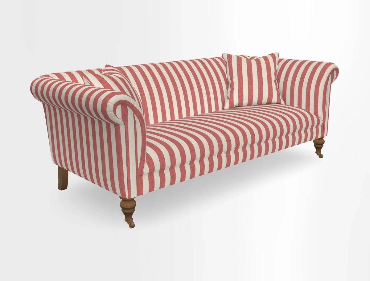 Masham 3 Seater Sofa in V&A Threads of India on Linen Paisley Splendour Steel
