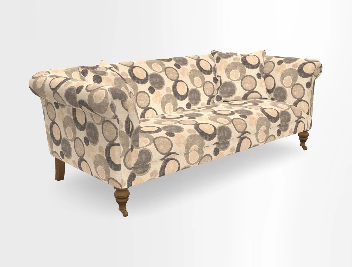 Masham 3 Seater Sofa in V&A Threads of India on Linen Paisley Splendour Steel