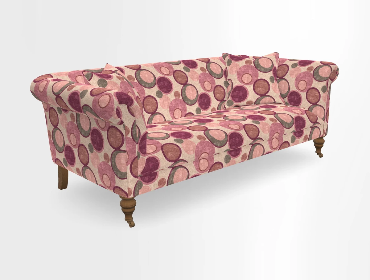 Masham 3 Seater Sofa in V&A Threads of India on Linen Paisley Splendour Steel