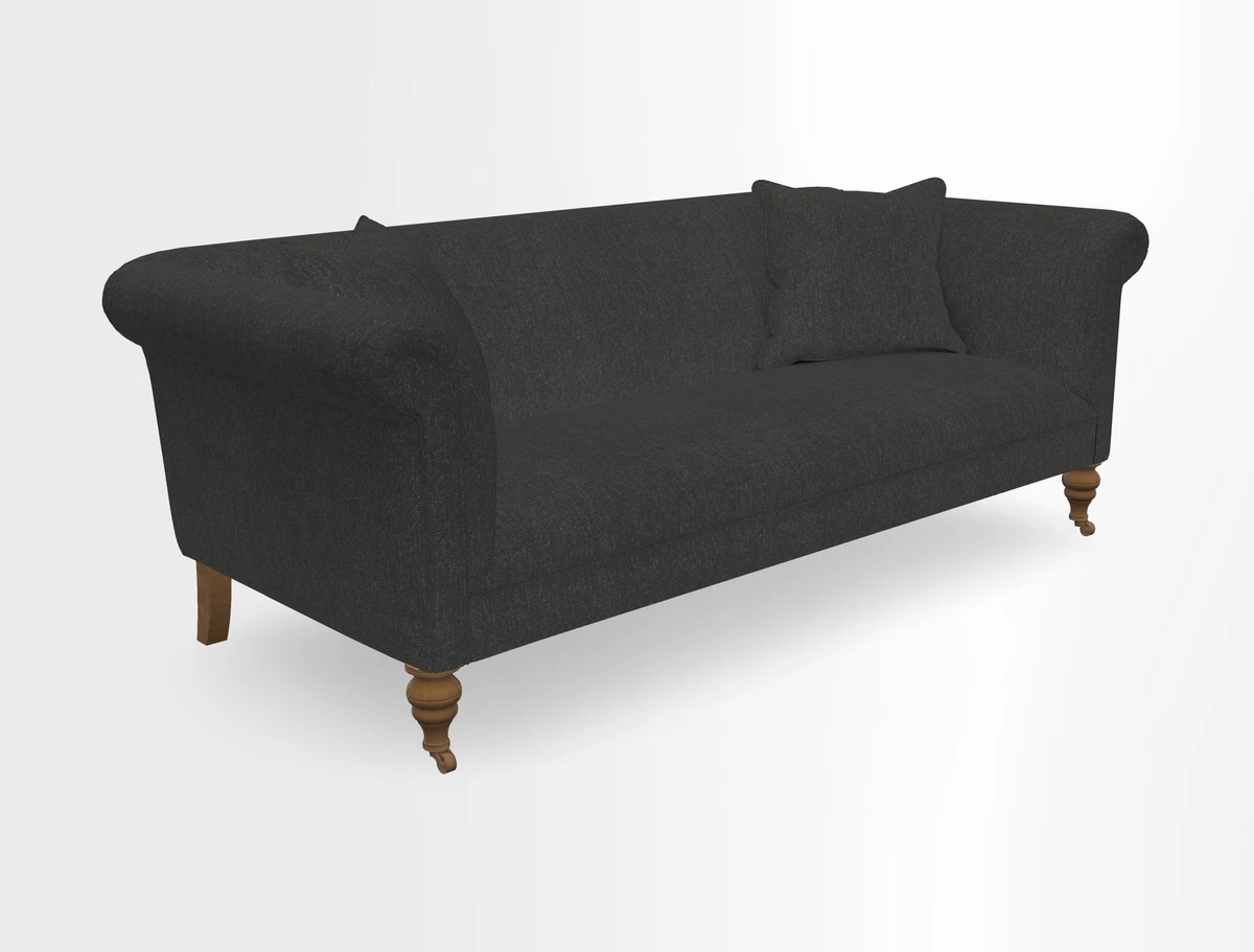 Masham 3 Seater Sofa in V&A Threads of India on Linen Paisley Splendour Steel