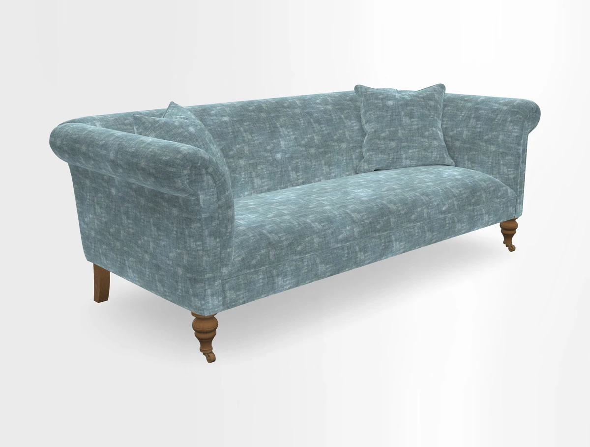 Masham 3 Seater Sofa in V&A Threads of India on Linen Paisley Splendour Steel
