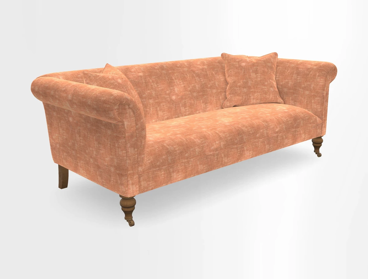 Masham 3 Seater Sofa in V&A Threads of India on Linen Paisley Splendour Steel